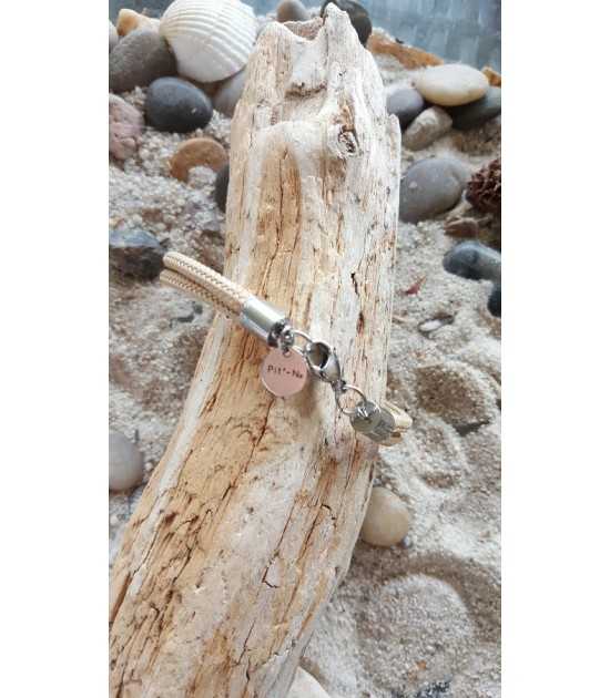Allure collection noeuds marins -bracelet cordage beige fermoir
