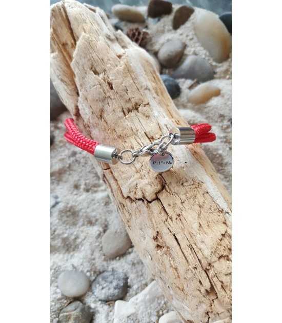 Arpège collection noeuds marins -bracelet cordage rouge fermoir