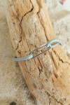 bracelet lien nautique ajustable maillon et pampille acier coloris argenté cordon marin