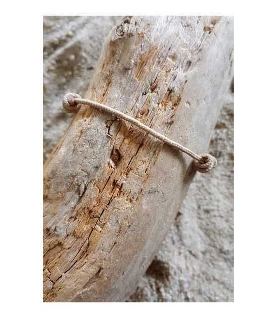 Palm beach - Bracelet lien cordon réglable noeud coulissant - Collection liens marins cordage beige