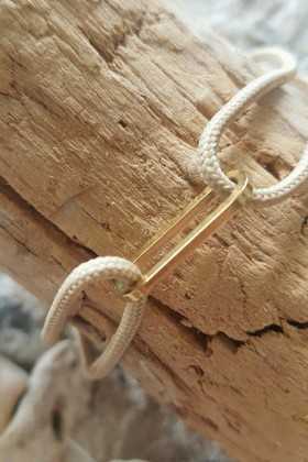 sailing bracelet lien cordage beige réglable pit-n.com acier doré maillon