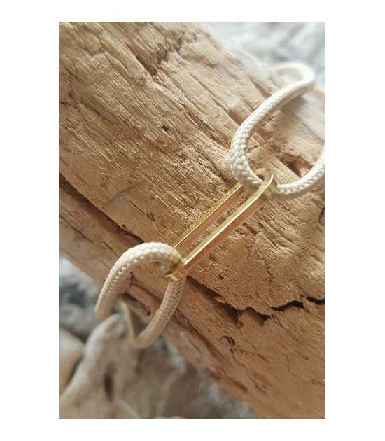sailing bracelet lien cordage beige réglable pit-n.com acier doré maillon