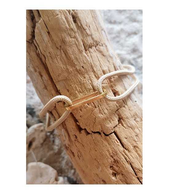 sailing bracelet lien cordage beige réglable pit-n.com acier doré