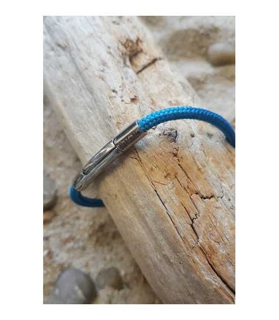 odyssée bracelet marin cordage fin bleu azur et acier argenté