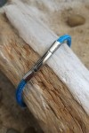 odyssée bracelet marin cordage fin bleu azur et acier argenté