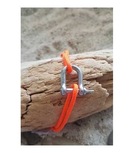 bracelet lien marin orange ajustable petite manille acier