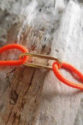 sailing bracelet lien marin cordon orange maillon acier doré